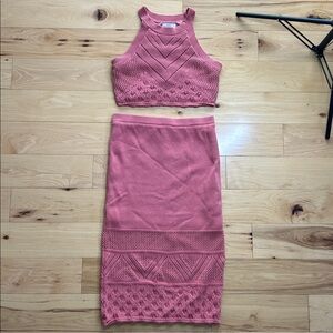 House of Harlow 1960 Pink Knit Two-Piece Matching Set | Size Large